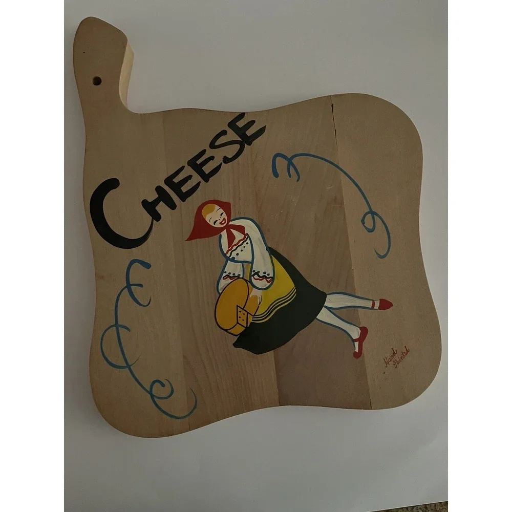 Vintage Cutting Boards Dutch Folk Handpainted Woodpecker WoodWare‎ Kitsch MCM
